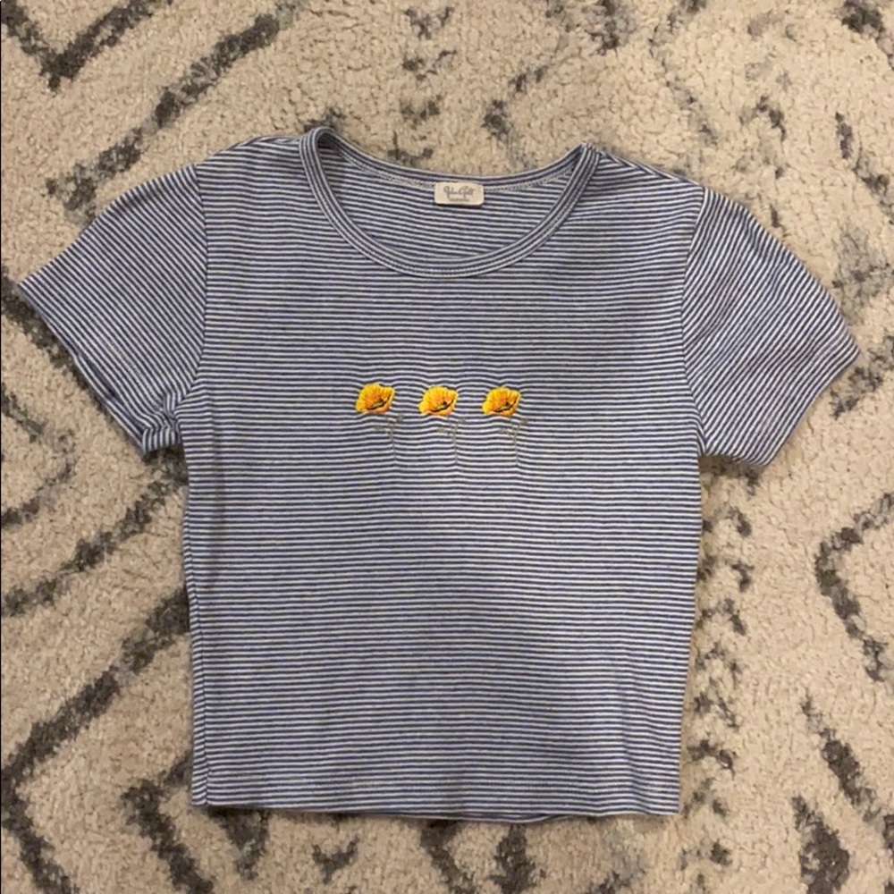 Striped Brandy Melville flower tshirt